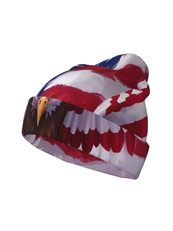 USA Eagle with Spread Wings for Men's Knit Cuffed Beanie for Outdoor Activities Unisex
