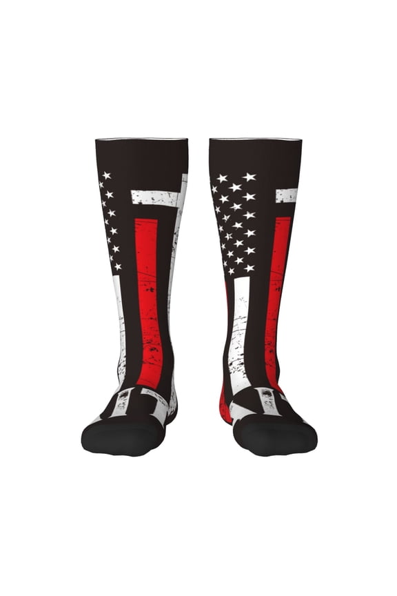 USA Flag Cross for Adult Stockings Breathable Sock Non-Pilling,Contrasting Color Design