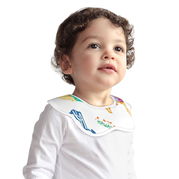 Hirioo USA MAP for Baby Cotton Petal Bib Drool Bibs for Baby Boy Unisex