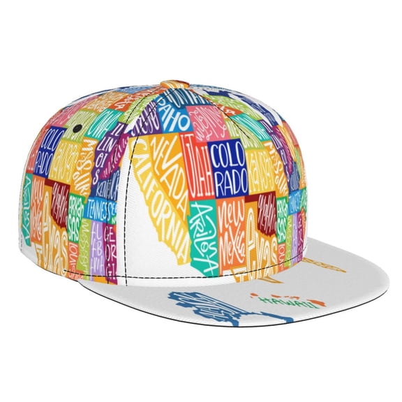Hirioo USA MAP for Baseball Cap Men Cap Flat Brim for Men Women Teens Adjustable Baseball Cap