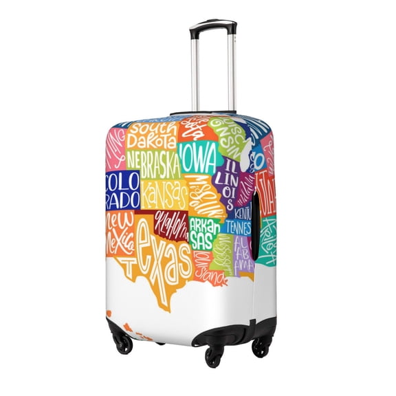 Hirioo USA MAP for Elasticity Suitcase Cover (No luggage Included) Durable Luggage Protector Fits 18-32 Inch Luggage-Small