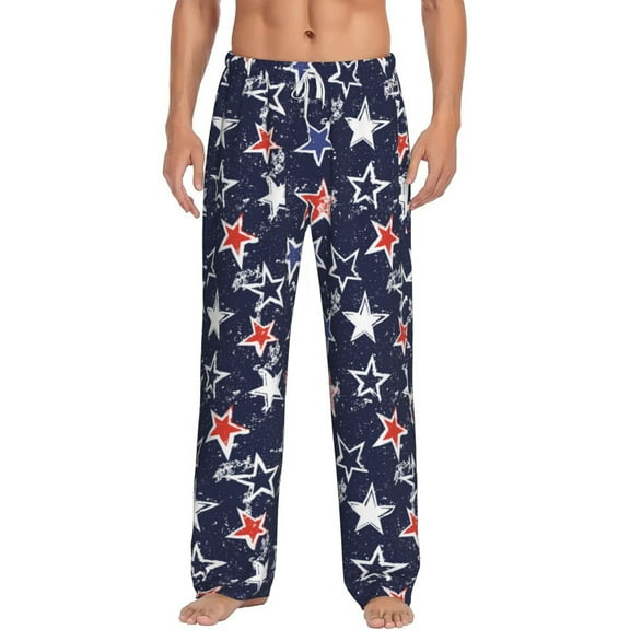 Hirioo USA Stars for Women's PJ Pajama Pants Sleep Pants Women's Home Trousers with Pockets,S-3XL-Small