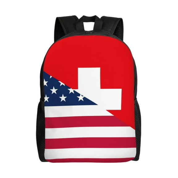 Hirioo USA Switzerland for Travel Backpack for Women Men, Lightweight and Durable,Gift for Weekender, College, Work,and Outdoor Activities