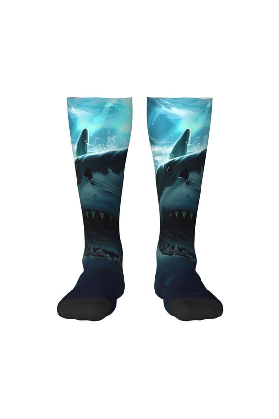 Undersea Shark for Adult Stockings Breathable Sock Non-Pilling,Contrasting Color Design