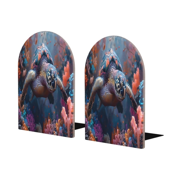 Hirioo Underwater Lazy Turtle for Bookends Decorative Bookends for Shelves for Home or Office, Non-Slip Base