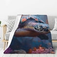 thumbnail image 1 of Hirioo Underwater Lazy Turtle for Flannel Blanket, Cozy and Warm Throw for Bed or Couch ,Perfect for All Seasons-40"x30", 1 of 6