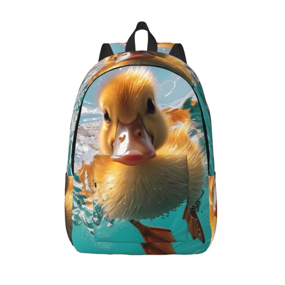 Hirioo Underwater Swimming Duck Canvas Backpack, Durable Travel Backpack with Multiple Compartments,Large Capacity, Backpack for School, Hiking, Work