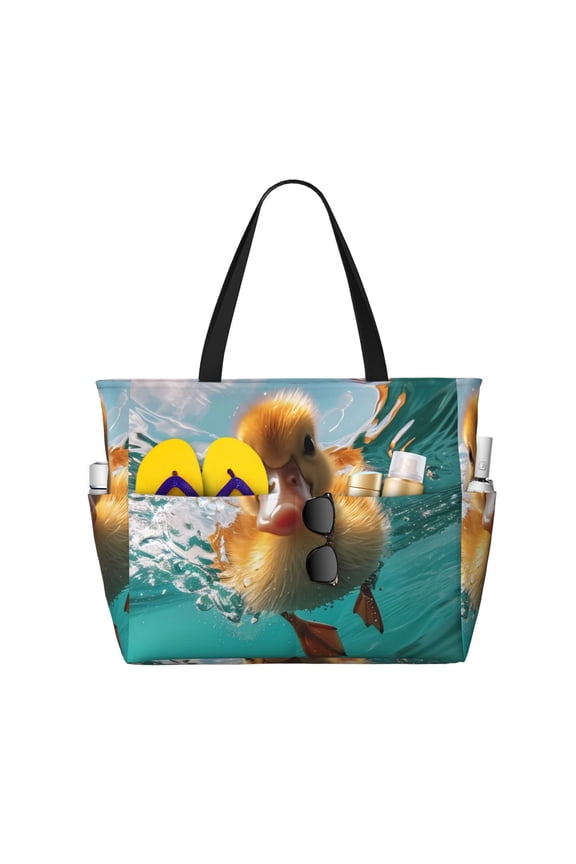 Underwater Swimming Duck for Large Capacity Beach Travel Bag for Women Men Foldable Beach Bags, Ideal for Travel, Beach, Pool, Picnic, and Family Outings