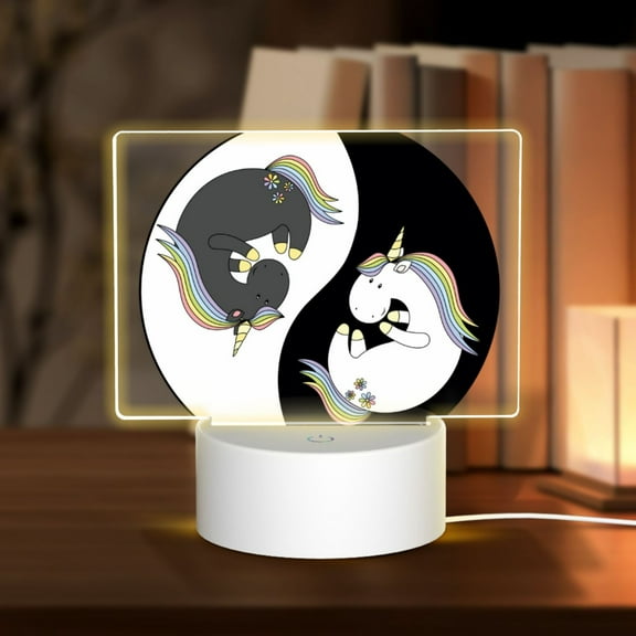 Hirioo Unicorn in Yoga for Rectangular Acrylic with Night Light Best Gifts for Lover Girl Mom, Valentine's Day Anniversary Birthday Wedding Present