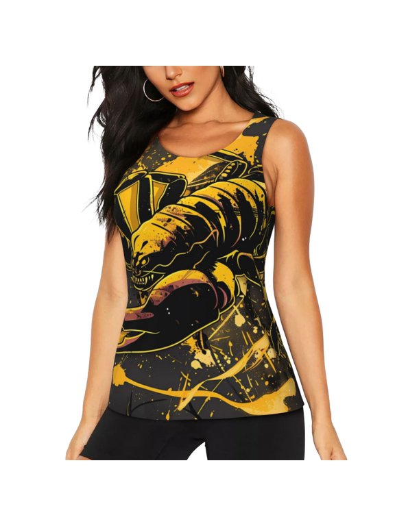 Urban Graffiti Scorpion Illustration for Women's Workout Tank Top Sleeveless Workout Tops Athletic Gym Shirts-Medium