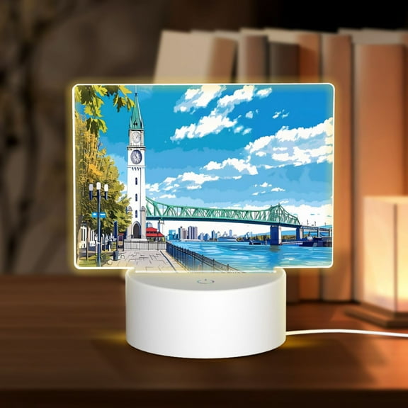 Hirioo Urban Riverside Clock Tower for Rectangular Acrylic with Night Light Best Gifts for Lover Girl Mom, Valentine's Day Anniversary Birthday Wedding Present