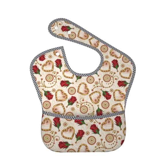 Hirioo Valentine'S Day Rose for Baby Waterproof Pocket Bib Adjustable Closed for Babies Toddlers with Large Pocket 6-24Months