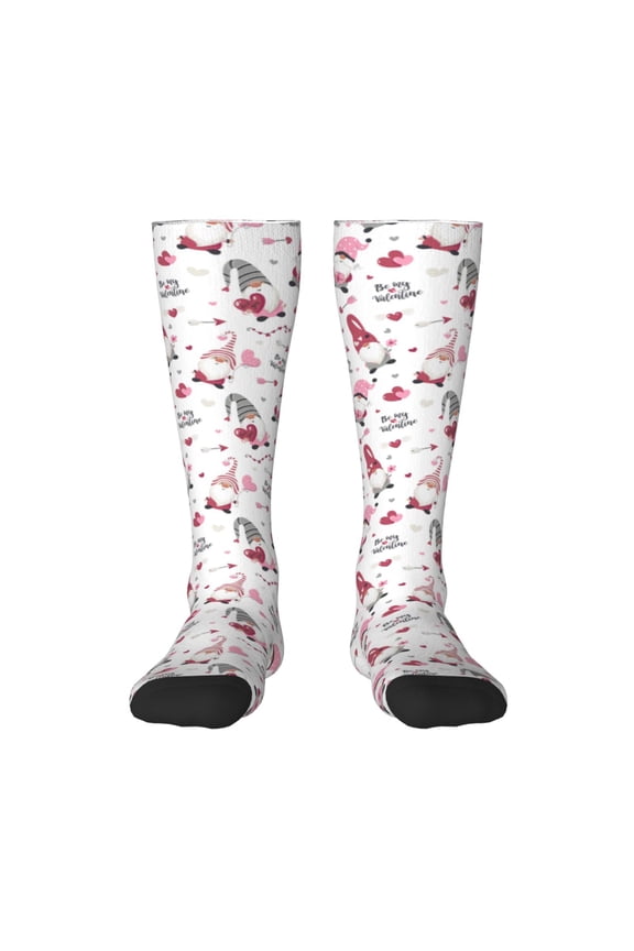 Valentine's Day gnomes for Adult Stockings Breathable Sock Non-Pilling,Contrasting Color Design