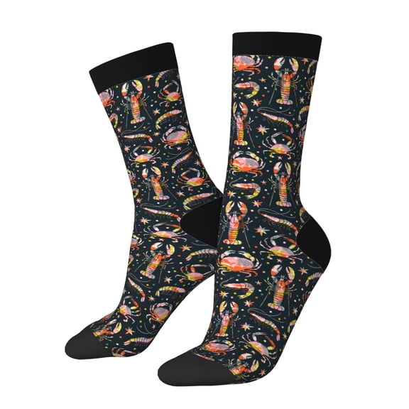 Hirioo Various Crustaceans Pattern Adult Middle Tube Socks Breathable Sock Non-Pilling,Contrasting Color Design