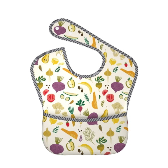 Hirioo Vegetable for Baby Waterproof Pocket Bib Adjustable Closed for Babies Toddlers with Large Pocket 6-24Months