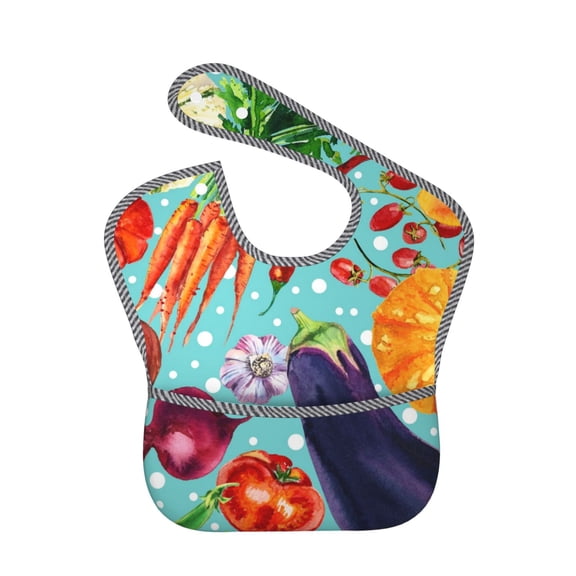 Hirioo Vegetable for Baby Waterproof Pocket Bib Adjustable Closed for Babies Toddlers with Large Pocket 6-24Months