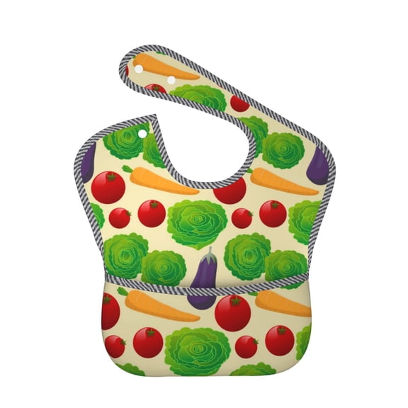 Hirioo Vegetable for Baby Waterproof Pocket Bib Adjustable Closed for Babies Toddlers with Large Pocket 6-24Months