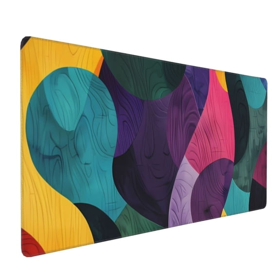 Hirioo Vibrant Abstract Flow for Mouse Pad ,Anti-Slip Base, Durable Stitched Edges, Perfect for Gaming, Office, and Home Use,16x35.5in
