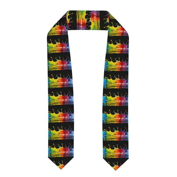 Hirioo Vibrant Color Splash for 72" Graduation Shawl Stole Unisex Adults Graduation Sash Honor Graduation Stole for High School and College-Flattened