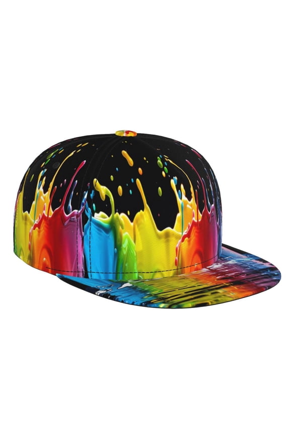 Vibrant Color Splash for Baseball Cap Men Cap Flat Brim for Men Women Teens Adjustable Baseball Cap