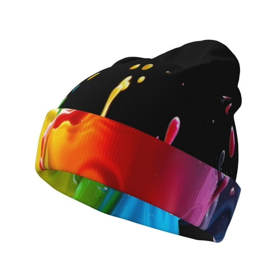 Hirioo Vibrant Color Splash for Men's Knit Cuffed Beanie for Outdoor Activities Unisex