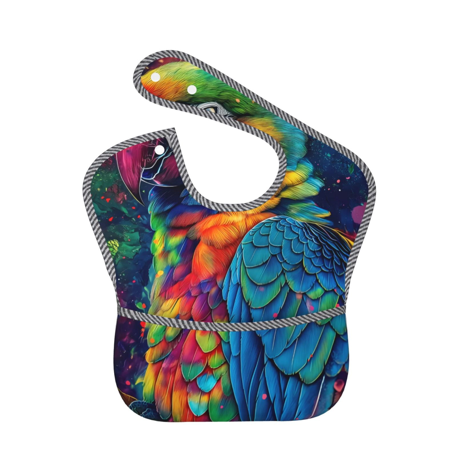 Hirioo Vibrant Rainbow Parrot Fantasy for Baby Waterproof Pocket Bib ...