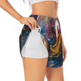 thumbnail image 1 of Hirioo Vibrant Rooster Painting for Women's Double Layer Athletic Shorts High-Performance Gym Shorts with Inner Pocket, Elastic Waistband-Large, 1 of 7