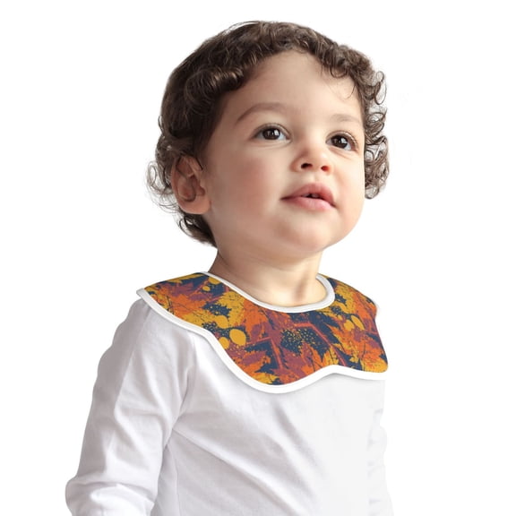 Hirioo Vintage Abstract Maple Leaf Art for Baby Cotton Petal Bib Drool Bibs for Baby Boy Unisex