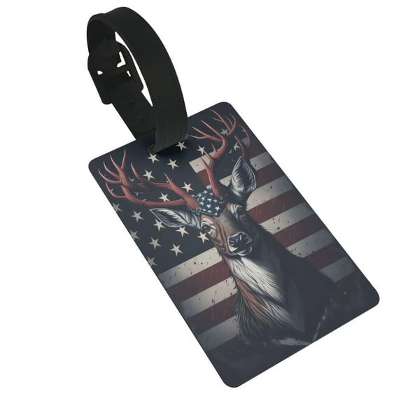 Hirioo Vintage American Deer for Luggage ID Tag with Adjustable Strap Travel Baggage Bag Tags Suitcase Identify Labels for Women Men