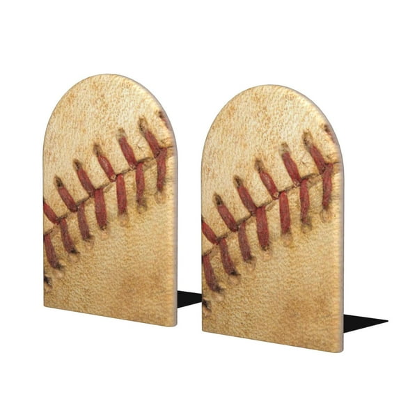 Hirioo Vintage Baseball for Bookends Decorative Bookends for Shelves for Home or Office, Non-Slip Base