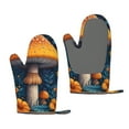 thumbnail image 1 of Hirioo Vintage Blue Leaf Mushroom for Silicone Oven Mitts for BBQ, Baking, Cooking, Set of 2, Heat Resistant 260℃, Non-Slip Kitchen Essentials, 1 of 6