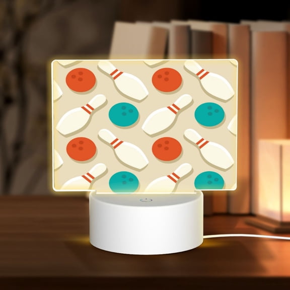Hirioo Vintage Bowling for Rectangular Acrylic with Night Light Best Gifts for Lover Girl Mom, Valentine's Day Anniversary Birthday Wedding Present