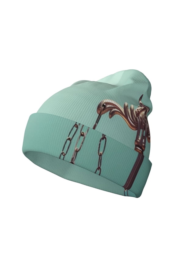 Vintage Brass Balance Scale for Men's Knit Cuffed Beanie for Outdoor Activities Unisex