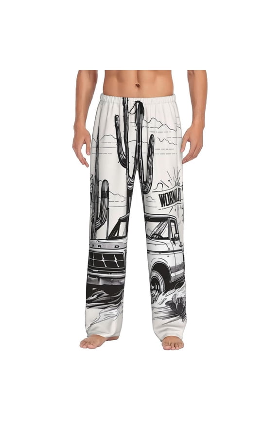 Vintage Cactus Pickup for Women's PJ Pajama Pants Sleep Pants Women's Home Trousers with Pockets,S-3XL-3X-Large