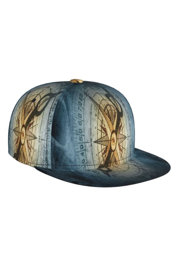 Vintage Compass for Baseball Cap Men Cap Flat Brim for Men Women Teens Adjustable Baseball Cap