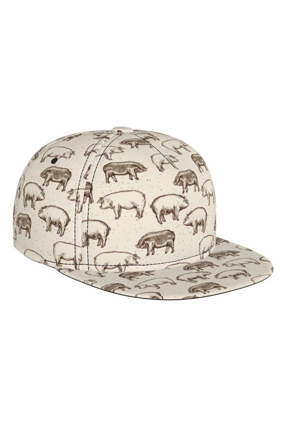 Vintage Farm Pigs for Baseball Cap Men Cap Flat Brim for Men Women Teens Adjustable Baseball Cap