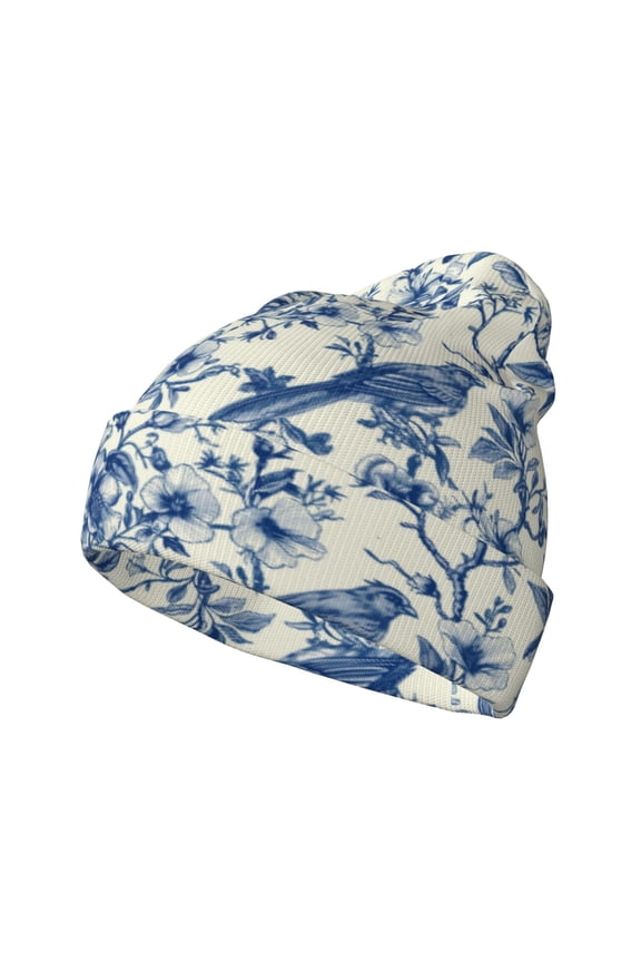 Vintage Floral Birds for Men's Knit Cuffed Beanie for Outdoor Activities Unisex