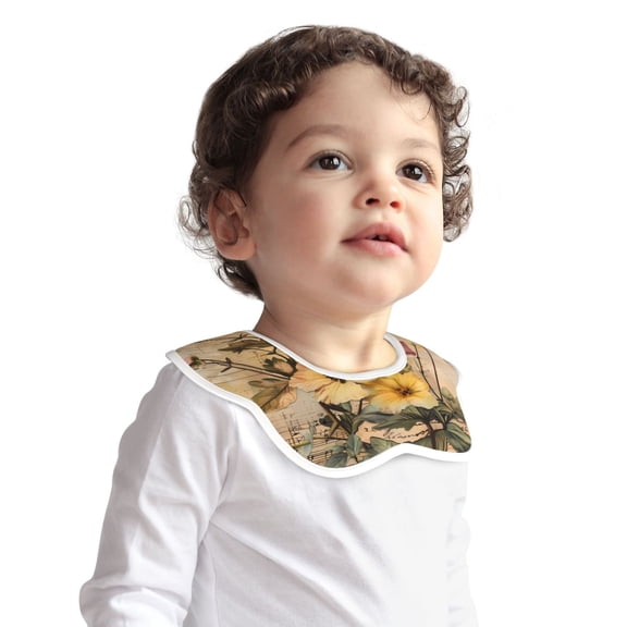 Hirioo Vintage Floral Butterfly Collage for Baby Cotton Petal Bib Drool Bibs for Baby Boy Unisex