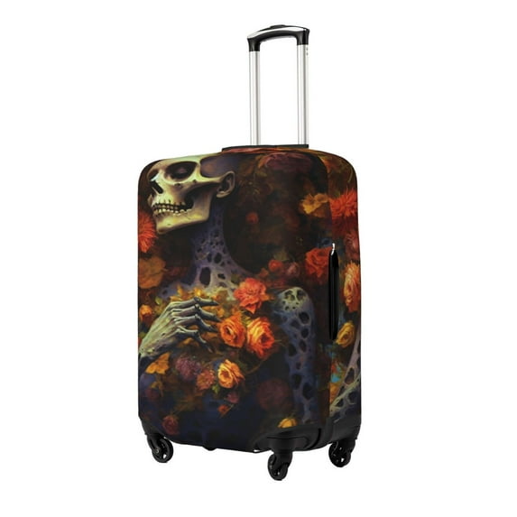 Hirioo Vintage Floral Skull for Elasticity Suitcase Cover (No luggage Included) Durable Luggage Protector Fits 18-32 Inch Luggage-Large