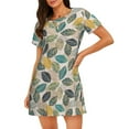 thumbnail image 1 of Hirioo Vintage Leaves for Women’s Nightdress Comfortable Short Sleeve Nightwear Casual Sleep Dress, 1 of 6