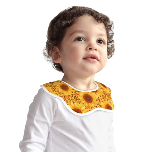 Hirioo Vintage Leopard Print Sunflower for Baby Cotton Petal Bib Drool Bibs for Baby Boy Unisex