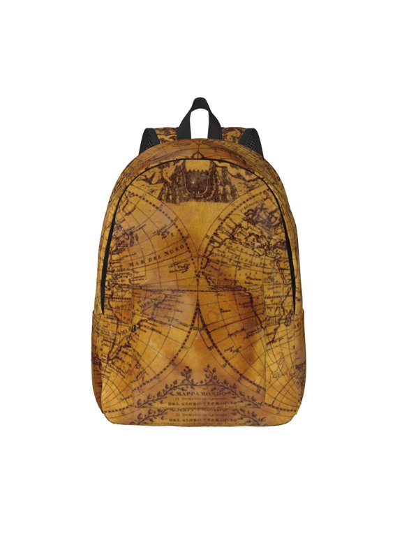 Vintage Map Canvas Backpack, Durable Travel Backpack with Multiple Compartments,Large Capacity, Backpack for School, Hiking, Work