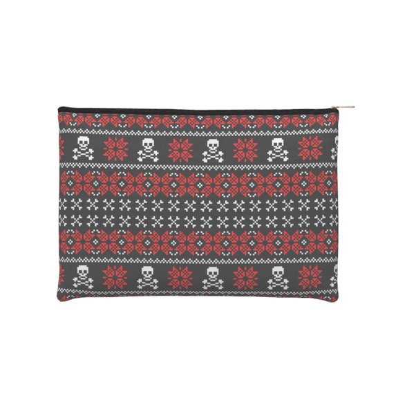 Hirioo Vintage Maple Leaf with Skull Pattern for Paper Reusable Cosmetic Bag Zipper Encouragement Travel Pouch Toiletry Bag for Women Girls