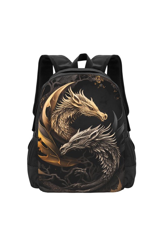 Vintage Metal Dragon for Minimalist Backpack Large Capacity Backpack Travel Backpack For School