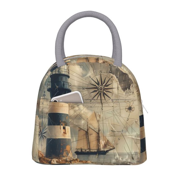 Hirioo Vintage Nautical Lighthouse for Eco-friendly Lunch Box,Leakproof Lunch Box for School, Work, Travel, and Picnics,Perfect for Meal Prep