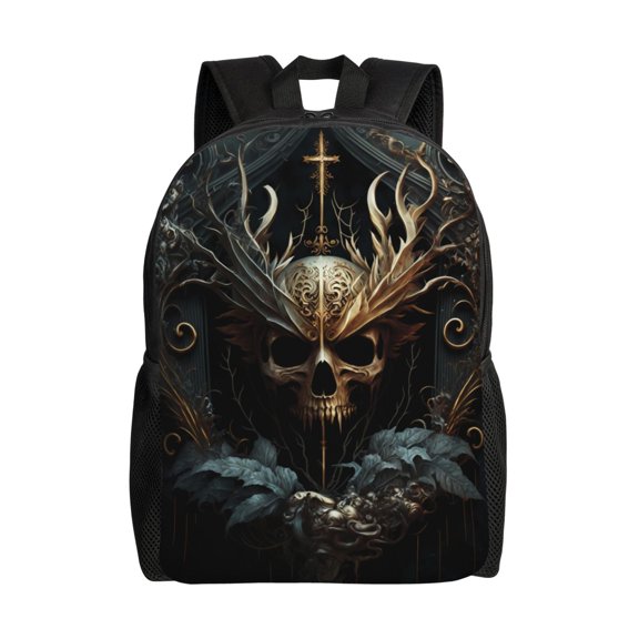 Hirioo Vintage Ornate Skull for Travel Backpack for Women Men, Lightweight and Durable,Gift for Weekender, College, Work,and Outdoor Activities