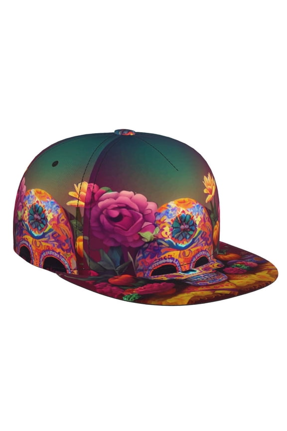 Vintage Patterned Skull for Baseball Cap Men Cap Flat Brim for Men Women Teens Adjustable Baseball Cap