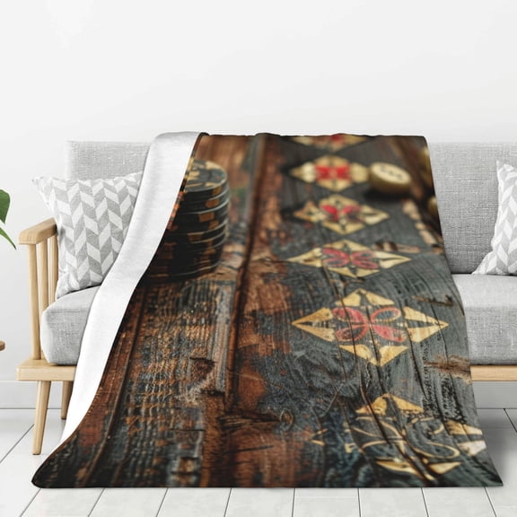 Hirioo Vintage Poker Chips for Flannel Blanket, Cozy and Warm Throw for Bed or Couch ,Perfect for All Seasons-40"x30"