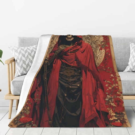 Hirioo Vintage Rose Scepter Skull for Flannel Blanket, Cozy and Warm Throw for Bed or Couch ,Perfect for All Seasons-40"x30"