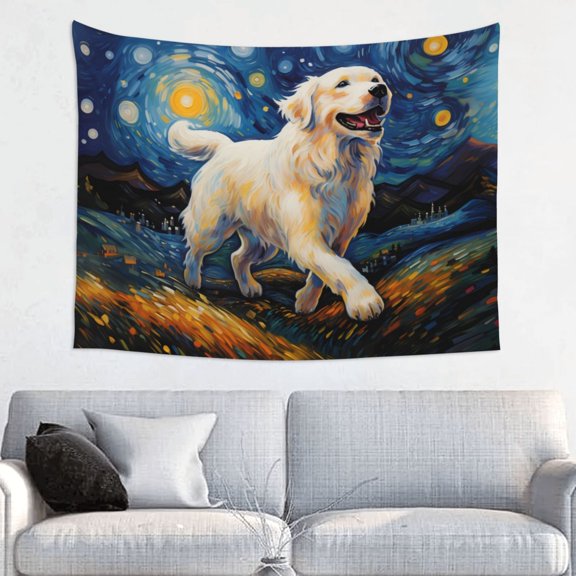 Hirioo Vintage Starry Sky Labrador Print Tapestry Lightweight Fabric for Bedroom Aesthetic Home Wall Dorm Dcor Living Room Decor 29x37 Inch